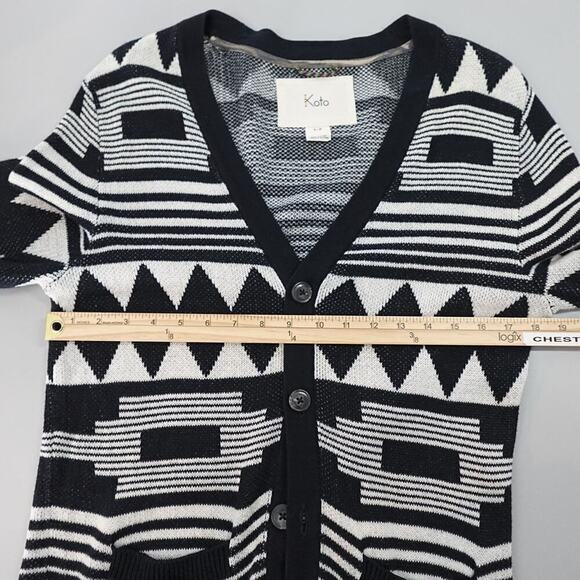 KOTO Cardigan Mens Small Black Tribal Print Southwestern Cowboy Festival Retro - Picture 10 of 13